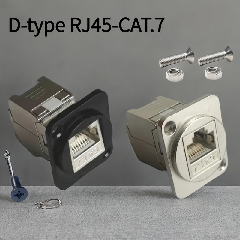 Adaptador Ethernet Tipo D RJ45 CAT7 - Blindado con Tornillos Metálicos, Carcasa de Metal Duradera, Alta Velocidad 10 Gbps, Compatible con Amazon Alexa y Dispositivos Inteligentes para el Hogar, No Requiere Energía
