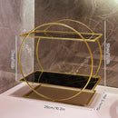 Organizadores de Maquillaje. Estante de baño hecho de hierro con estructura circular de doble capa y gran capacidad, ideal para colocar en el tocador. Su diseño elegante mejora la orden del espacio.