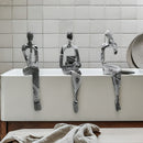Conjunto de 3 Figuras Abstractas de Resina en Diversas Posiciones Sentadas, Estatuas de Arte de Calidad para Decoración del Hogar y del Sitio, Decoración Interior DIY, Grupo, Estatua de Figura
