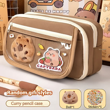 Estuche para lápices de capibara de gran capacidad de 7 piezas y 9 capas, incluyendo estuche para lápices. Muñecas, pegatinas