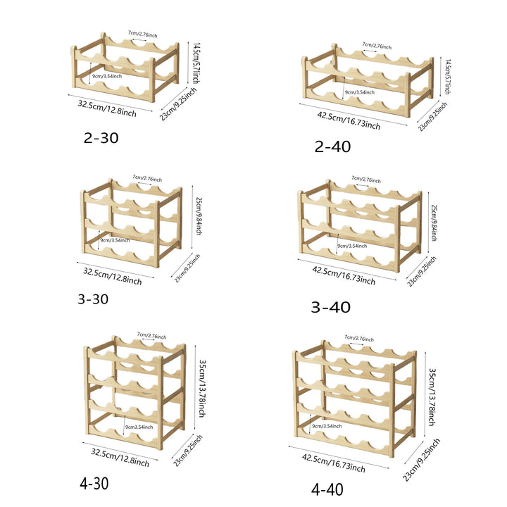 Estante de vino de fila de pantalla en capas El estante de vino puede contener 6 botellas/8 botellas/9 botellas/12 botellas/16 botellas (Estante de vino)