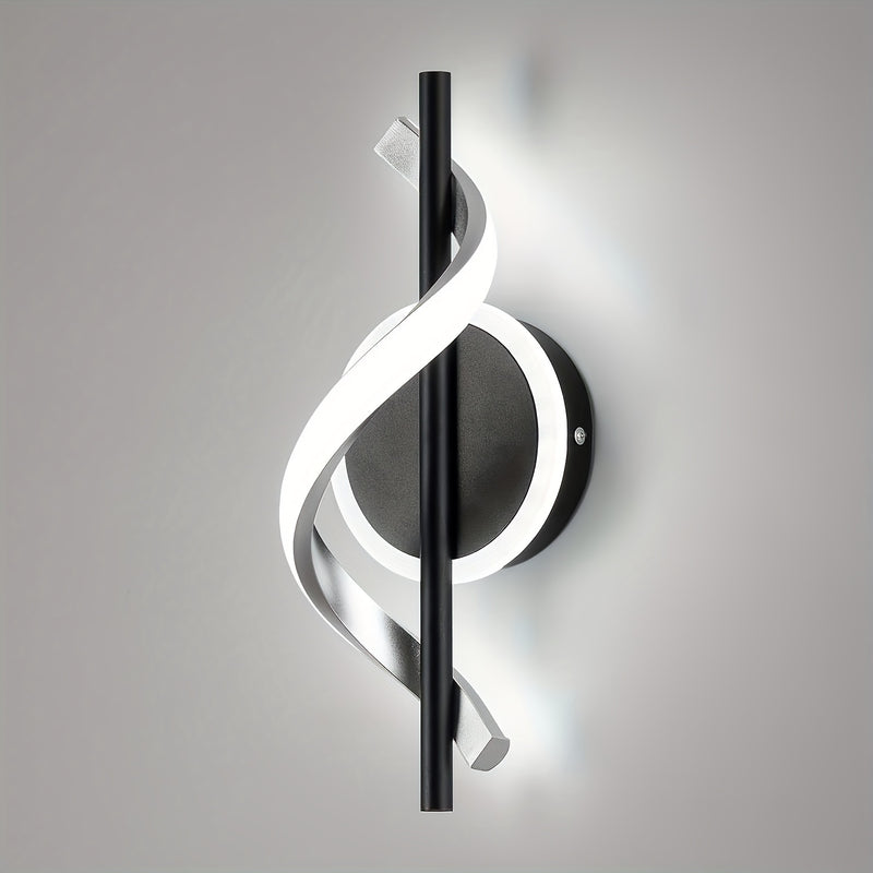 Arandela Espiral Moderna | Iluminación LED de 12W | Pantalla Acrílica en Blanco Frío y Negro | Montaje Semiempotrado | Ideal para Dormitorio, Escaleras, Sala o Pasillo | Incluye Herramientas de Instalación | Diseño Contemporáneo, Iluminación para Pasillo