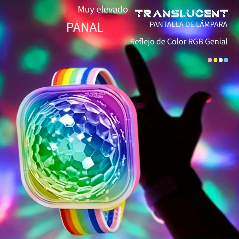 2 piezas de luces mini bola disco RGB con voz activada, anillos luminosos para manos, control por voz y botón pulsador, 7 modos de luz, recargable USB, ideal para hogar, fiestas, karaoke, bodas, clubes e iluminación festiva