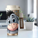 Taza de Viaje de Acero Inoxidable Disney Eeyore de 18oz - A Prueba de Fugas, Aislada con Tapa para Bebidas Calientes y Frías, Ideal para Actividades al Aire Libre, Uso en el Coche y Amantes del Café