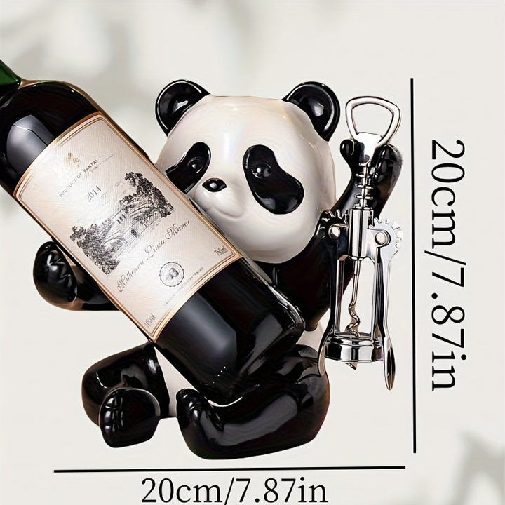 1 Portabotellas de Vino Elegante Panda - Encantador Decoración para Salón, Armario de Vino o Soporte de TV - Material de Loza de Alta Calidad, Perfecto para Espacios Modernos, Decoración de Habitación