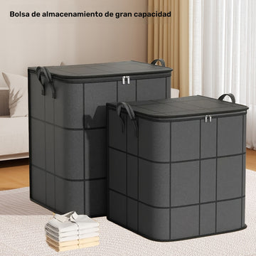 Bolsa de Almacenamiento en Capas, Nuevo Organizador Plegable para Ropa con Bolsa Extra Grande para Edredones Estacionales, Bolsas de Tela No Tejida con Doble Cremallera, Bolsa de Mudanza, Organizador de Equipaje, Sin Necesidad de Electricidad, Canasta Am