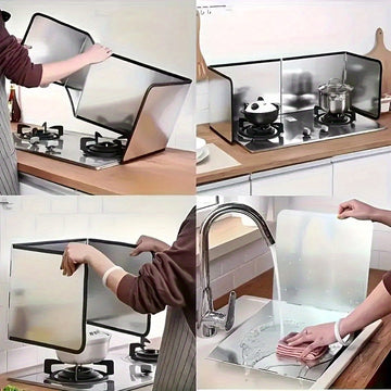 Guarda de cocina de acero inoxidable para todas las estaciones, diseño plegable en tres partes que ahorra espacio y crea un ambiente ordenado, ideal para uso doméstico, cocinas de RV y campamentos