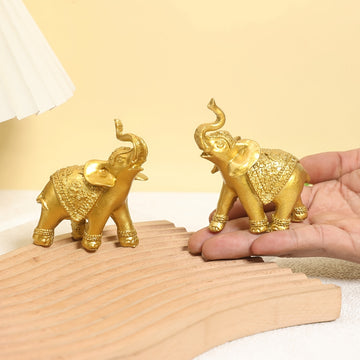 2 piezas Estatuas de elefante de resina, Figuritas de tema animal alfabético, Decoración versátil para interior y exterior para hogar, oficina, hotel, Ideal para Navidad, Halloween, Pascua, Janucá, Acción de Gracias