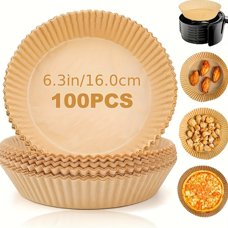 100 papel especial para freidor de aire, papel doble cara, aceite de silicona de alta calidad, papel desechable no adherente redondo, papel para hornear resistente al aceite, papel para hornear de grado alimenticio, papel para hornear, cocinar, microonda