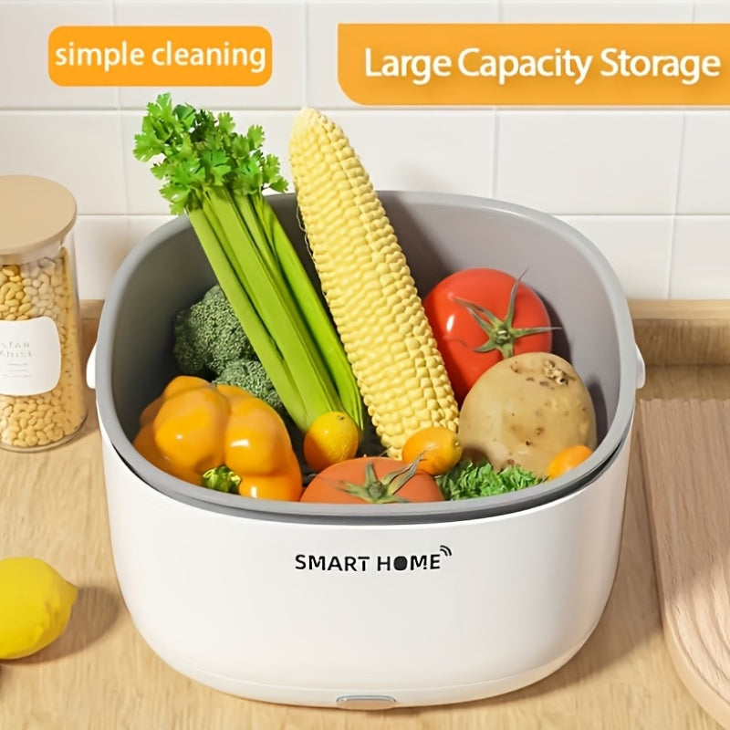 Máquina de lavado de verduras y frutas de estilo cesta inteligente 2025 mejorada - Portátil, alimentada por batería, sin químicos, purificación automática, limpiador de cocina ahorrador de energía, fabricado con material PP duradero, máquina de limpieza