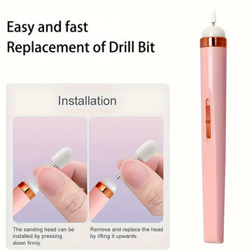 Fila de uñas portátil, taladro eléctrico de uñas con 5 piezas de taladro, carga USB para manicura y pedicura.