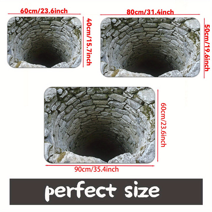 1pc Alfombra Antideslizante con Patrón de Abismo Óptico, Absorbente para Baño, Dormitorio y Entrada de Cocina o Sala, Hecha de Fibra de Poliéster