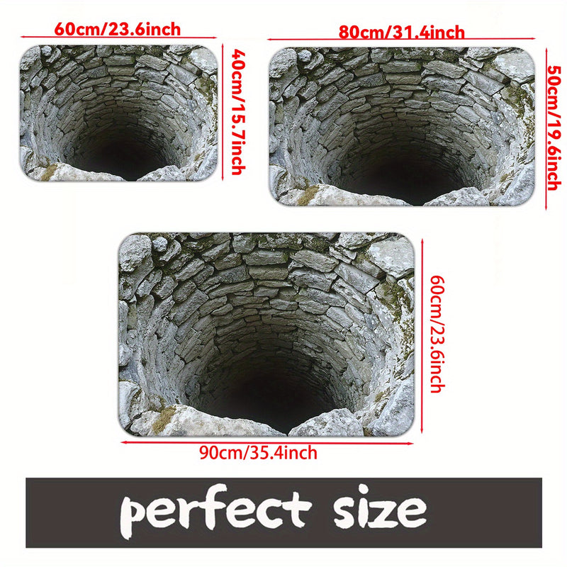 1pc Alfombra Antideslizante con Patrón de Abismo Óptico, Absorbente para Baño, Dormitorio y Entrada de Cocina o Sala, Hecha de Fibra de Poliéster