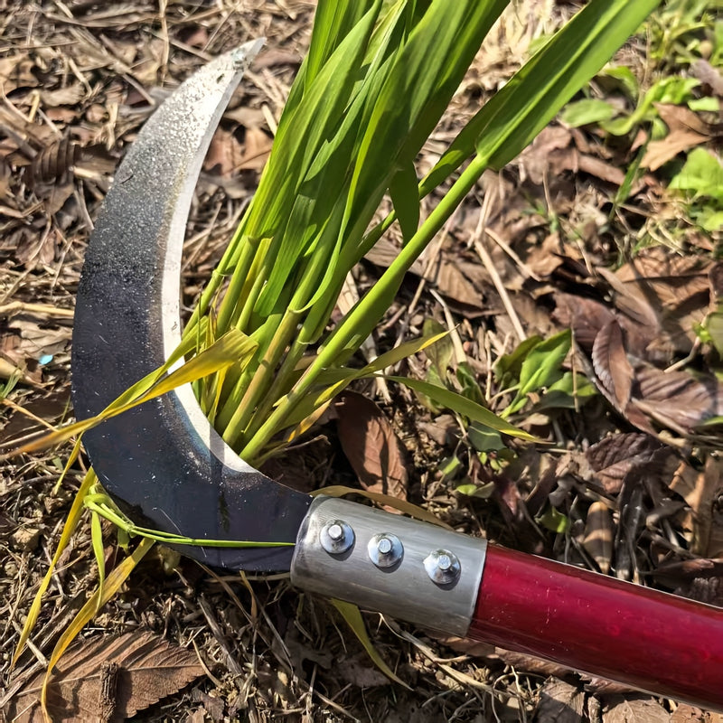 Cuchilla manual de acero de alta carbonatación - Cortadora de hierba y malezas, mango de metal, no necesita electricidad, ideal para jardinería en casa y corte de verduras, herramienta de jardín | Diseño ergonómico | Acero de alta resistencia