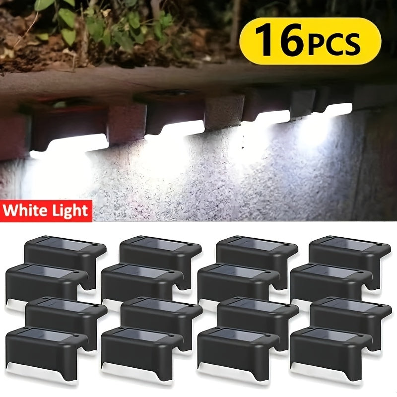Paquete de 16 Luces Solares para Exteriores, Iluminación LED para Escaleras, Decoración de Balcón, Vallas y Jardines, Caminos de Villa y Paredes