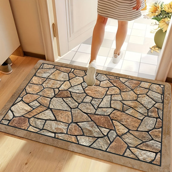 Alfombra de diseño nórdico con patrón de mármol irregular, 1 pieza, 2D - Muestra simplicidad natural, ideal para varios estilos de hogar. Antideslizante y lavable a máquina - Perfecta para entrada, cocina, sala, dormitorio y baño - Decoración cómoda y mo