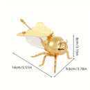 Tarro de Miel con Forma de Abeja Lujoso - Frasco Metálico Dorado y Vidrio con Tapa Articulada y Cuchara, Almacenamiento Decorativo para Miel, Especias, Azúcar, Té - Estilo Vintage para Mesa, 14x9.6x8 cm