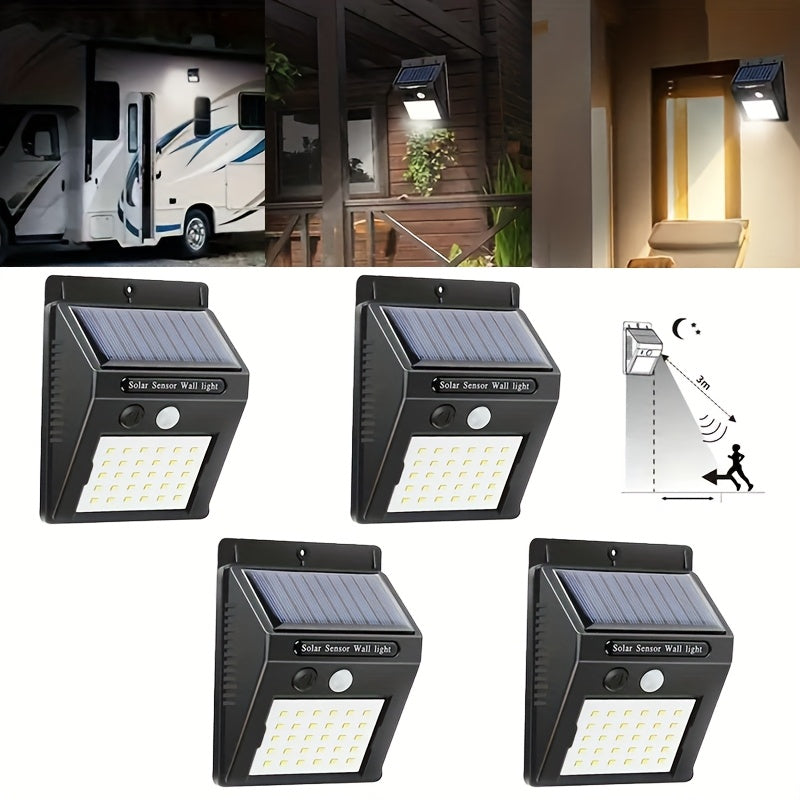 Luces de Pared Solares con Sensor de Movimiento 30LED, IP44, Lámpara Solar Exterior de 800mAh para Jardín y Garaje