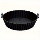 1 pieza de sartén circular de aire con 8 pulgadas con revestimiento de silicona - Diseño reutilizable, antiadherente, fácil de limpiar para cocina en casa, fritura saludable sin aceite, duradera y fácil de limpiar, perfecta para aperitivos, alas de pollo