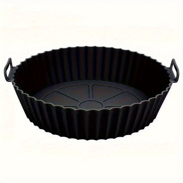 1 pieza de sartén circular de aire con 8 pulgadas con revestimiento de silicona - Diseño reutilizable, antiadherente, fácil de limpiar para cocina en casa, fritura saludable sin aceite, duradera y fácil de limpiar, perfecta para aperitivos, alas de pollo
