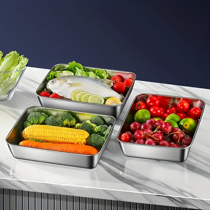 Juego de 10 recipientes de acero inoxidable para almacenar alimentos, apilables, con tapas herméticas, ideales para refrigerador y congelador, perfectos para preparar comidas y organizar la cocina, temporada de graduación, regreso a clases y verano