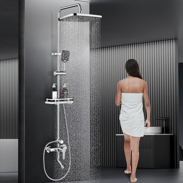 1 Juego de Ducha de Lujo Multifuncional, Cabeza de Ducha de Grifo de Cobre, Juego de Baño de Hogar, Equipado con Cabeza de Ducha de 11,81 Pulgadas de Ancho, Regalo de Halloween/Navidad, Accesorios de Baño de Hogar