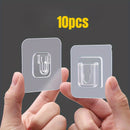 10pcs Ganchos Adhesivos de Plástico Transparente Modernos, Soporte de Regleta de Pared con Hebilla de Encaje, Sujeción Sin Taladro para Organización de Baño y Puertas, Ganchos de Utilidad de Fácil Instalación