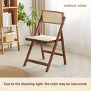1pc Silla Plegable Roja con Respaldo de Ratán - Transpirable, Taburete de Madera Dura para Comedor y Oficina, Decoración del Hogar, Silla Plegable