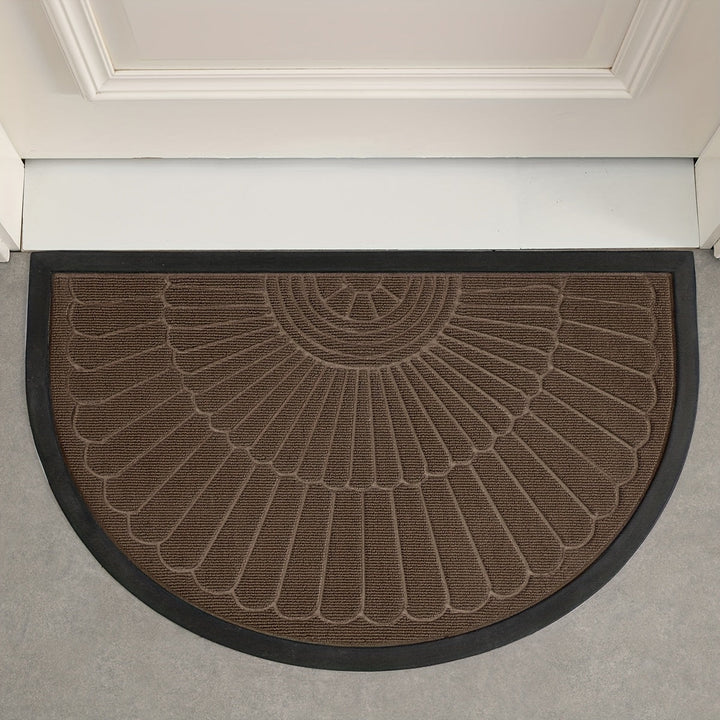Tapete de entrada resistente, 1 pieza, semicircular, para interior y exterior, alfombra de bienvenida, duradera, perfil bajo, ideal para entrada, patio, garaje y áreas de mucho tráfico, decoración navideña, regalo de Navidad