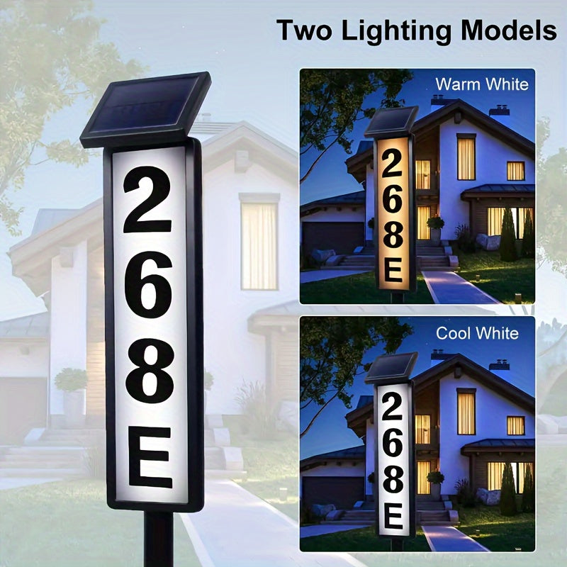 Señal de Luz Solar para Puerta en 1 pieza, Señal de Luz Solar Antigoteo con Poste, Modo Doble, para Casas y Villas, Indicador de Luz LED Solar de 88.9 cm de Altura