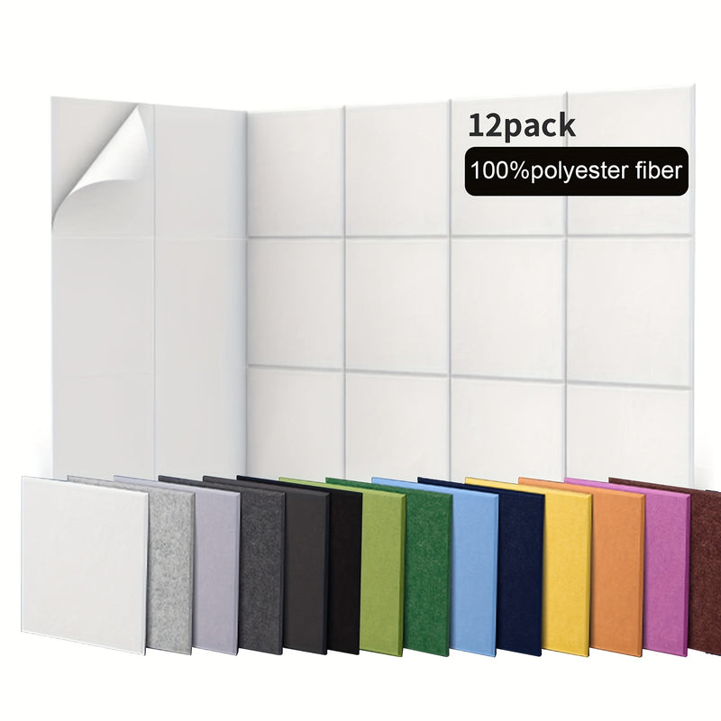 12 piezas de Paneles de Espuma Acústica Autoadhesivos con Bordes Biselados, 30.48cm x 30.48cm x 1.02cm, Azulejos de Pared de Alta Densidad para Estudio de Grabación, Podcasting y Salas de Juegos - Resistentes al Fuego