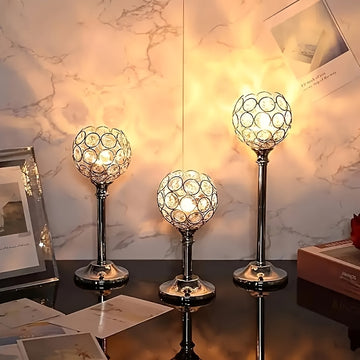 Soporte de vela de cristal elegante - A prueba de viento, ideal para Navidad, cenas de Halloween, aniversarios y decoración del hogar - Centro de mesa perfecto y accesorio de fiesta (vela no incluida)