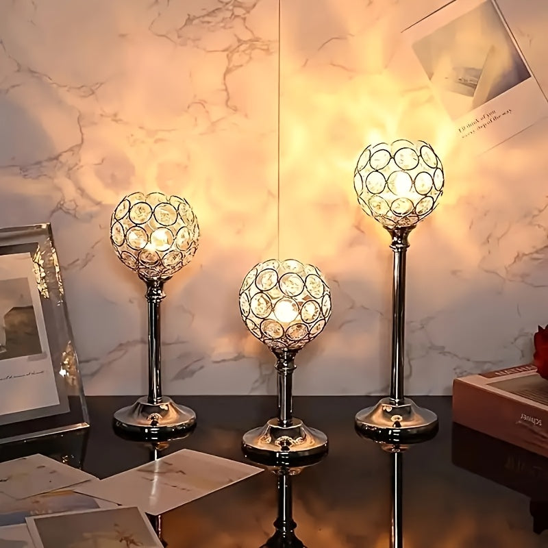 Soporte de vela de cristal elegante - A prueba de viento, ideal para Navidad, cenas de Halloween, aniversarios y decoración del hogar - Centro de mesa perfecto y accesorio de fiesta (vela no incluida)