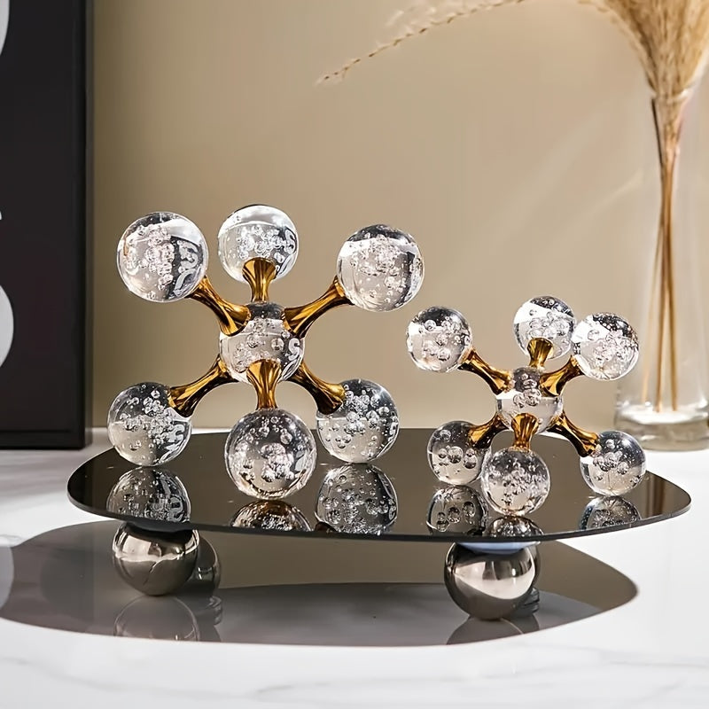 1pc Decoración de Escritorio Moderna de Cristal y Metal - Orbe de Vidrio Elegante con Base Metálica, Perfecto para Bodas, Hogar o Decoración de Oficina, Decoración de Oficina y Accesorios