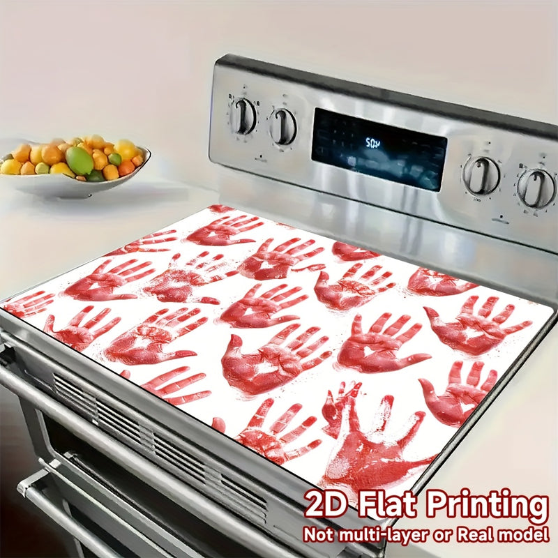 1pc Alfombrilla para Estufa de Halloween - Decoración de Cocina con Salpicaduras de Sangre Roja, Protector Antideslizante para Gas/Estufa, Cubierta Fácil de Limpiar para Fiesta de Halloween - Accesorio Espeluznante para Amantes del Terror, Diseño Temátic
