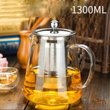 1 pieza de tetera de vidrio engrosado, 18.6oz/25.3oz/32oz/44oz, diseño floral resistente al calor, con filtro de acero inoxidable, apto para lavavajillas, perfecto para la elaboración de té en casa.