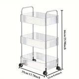 Carro de Almacenamiento Acrílico Multifuncional con Ruedas Giratorias de 360° - Apto para Todas las Estaciones, Capacidad para 10 Artículos, Organizador Transparente para Oficina, Dormitorio, Baño y Cocina | Multiusos, Estante de Pie, con Tubos Metálicos