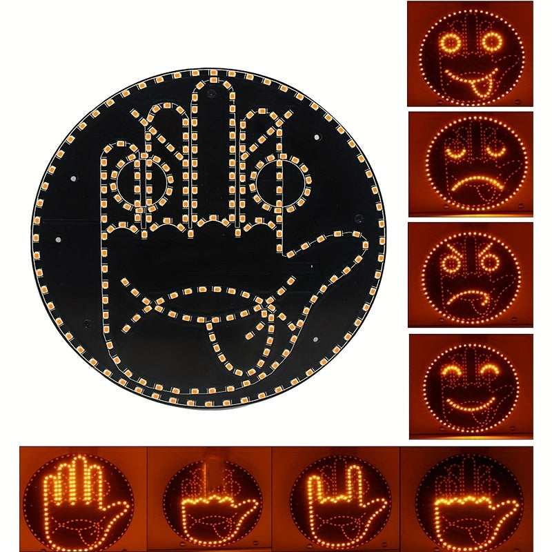 1pc Luces de gestos y expresiones LED para coche - Lenguaje de señas, sensor de infrarrojos, inalámbrico, no necesita batería, 36V o inferior, prevención de ira vial, accesorio de coche moderno, regalo perfecto para conductores, Luces LED para coche