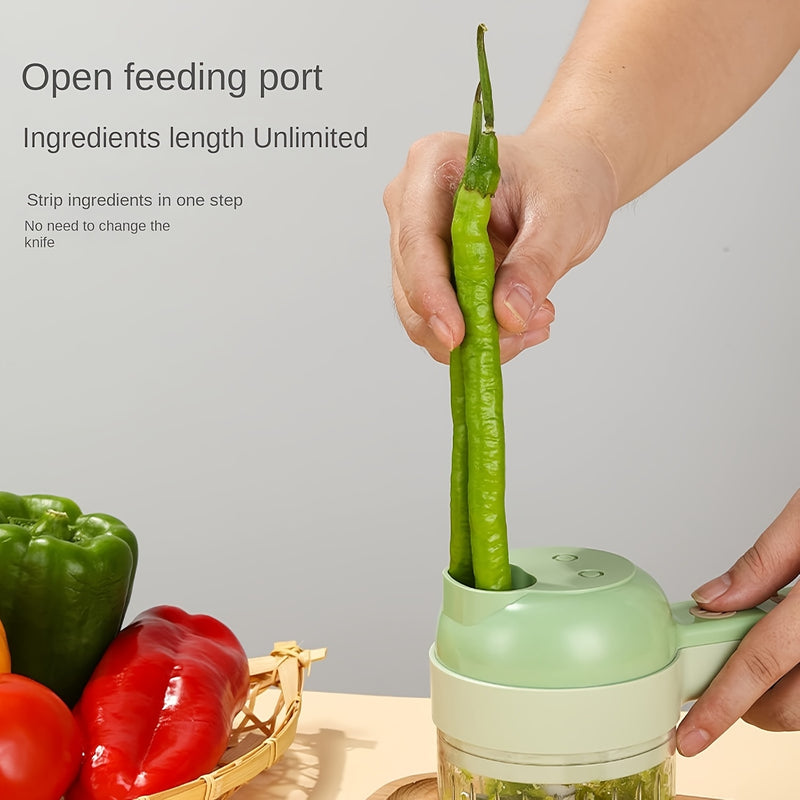 Juego de cortador eléctrico portátil 4-en-1, procesador de alimentos inalámbrico Kitchen God adecuado para frutas, verduras y carnes