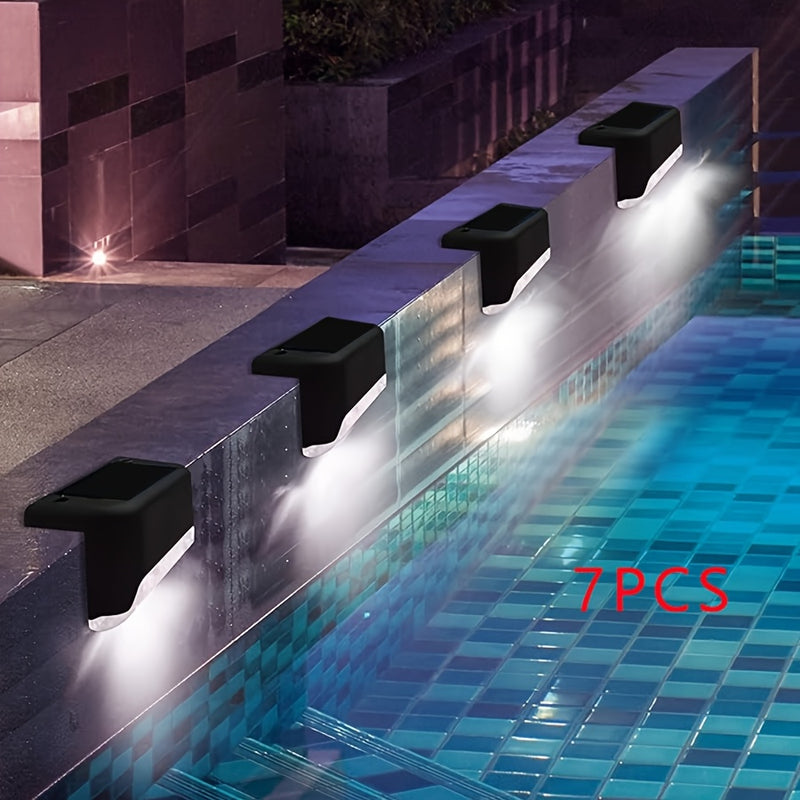 6pcs/7pcs/10pcs Luces Solares para Vallas, Luces de Siete Caracteres para Exteriores, Utilizadas para Escalones de Vallas, Escaleras, Terrazas, Vallas, Senderos, Luces de Ambiente para Terrazas y Senderos