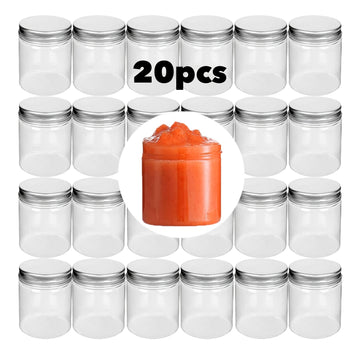 Paquete de 20 Contenedores Pequeños de Plástico con Tapas, 4 Onzas (aproximadamente 110g), Recipiente para Almacenamiento de Alimentos de Boca Ancha, Contenedores Vacíos Rellenables para Frutas Secas, Nueces, Miel y Condimentos