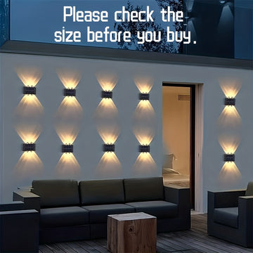 Luces de Pared Solares con 6 Cabezas y LED, Opciones de Luz Cálida/Fria, Sensor de Movimiento, Diseño Impermeable para Jardín, Calle, Paisaje, Boda, Decoración de Camping, Incluye Batería de Níquel, Instalación Fácil, ≤36V, Material Policarbonato, Decora