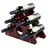 Elegante estante de vino rojo - Madera sólida, soporte creativo de botellas con detalles metálicos, perfecto para decoración de sala de estar, soporte de exhibición de vino elegante, decoración de vino.