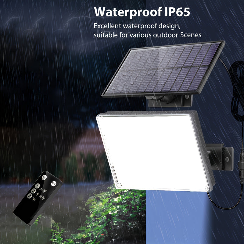 172 luces solares LED brillantes con sensor de movimiento para exteriores, control remoto, panel independiente, cable de 5,0 metros, iluminación de amanecer a anochecer, farola solar para porche exterior, patio, jardín, cobertizo, pared, regalo de Navida