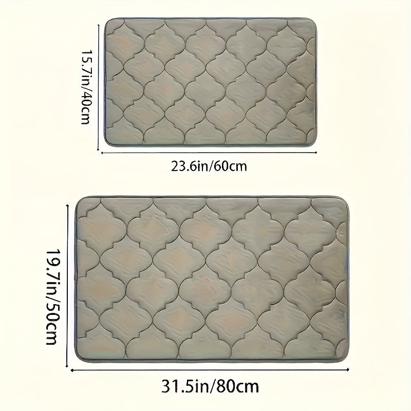 Alfombra de Baño Acolchada de Lujo - Ultra Absorbente, Antideslizante de Poliéster con Patrón de Diamantes para Decoración del Hogar, Suave y Acogedora