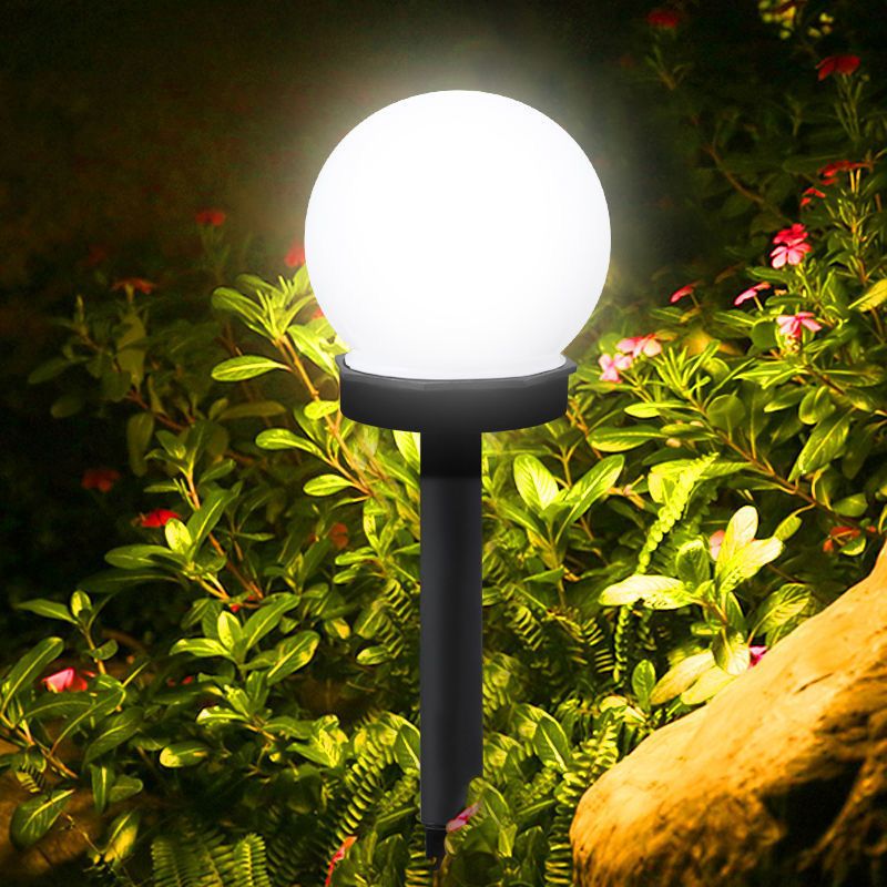 2 piezas de luces solares de bola, lámpara de suelo para exteriores, luces de bombilla redonda blanca, luces de tierra, luces de césped, luces de jardín al aire libre para paisajes