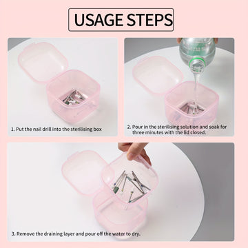 Caja esterilizadora de brocas para uñas de doble capa - Estuche de limpieza portátil y reforzado para uso en salón, sin necesidad de energía eléctrica, sin aroma, ideal para esterilización y organización de herramientas de manicura, estuche esterilizador