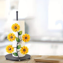 1pc Soporte para Toallas de Papel de Girasol de Hierro - Estante Decorativo de Almacenamiento para Encimera de Cocina con Detalles de Mariposas, Base Negra para Decoración de Hogar Elegante, Perchero para Toallas de Cocina