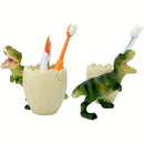 Llavero de cepillo de dientes de dinosaurio lindo - Diseño de resina fácil de limpiar para baño y, ideal para cepillos de dientes y papelería, organizador de baño | Diseño juguetón | Llavero de cepillo de dientes duradero, accesorios de baño de dinosaurio