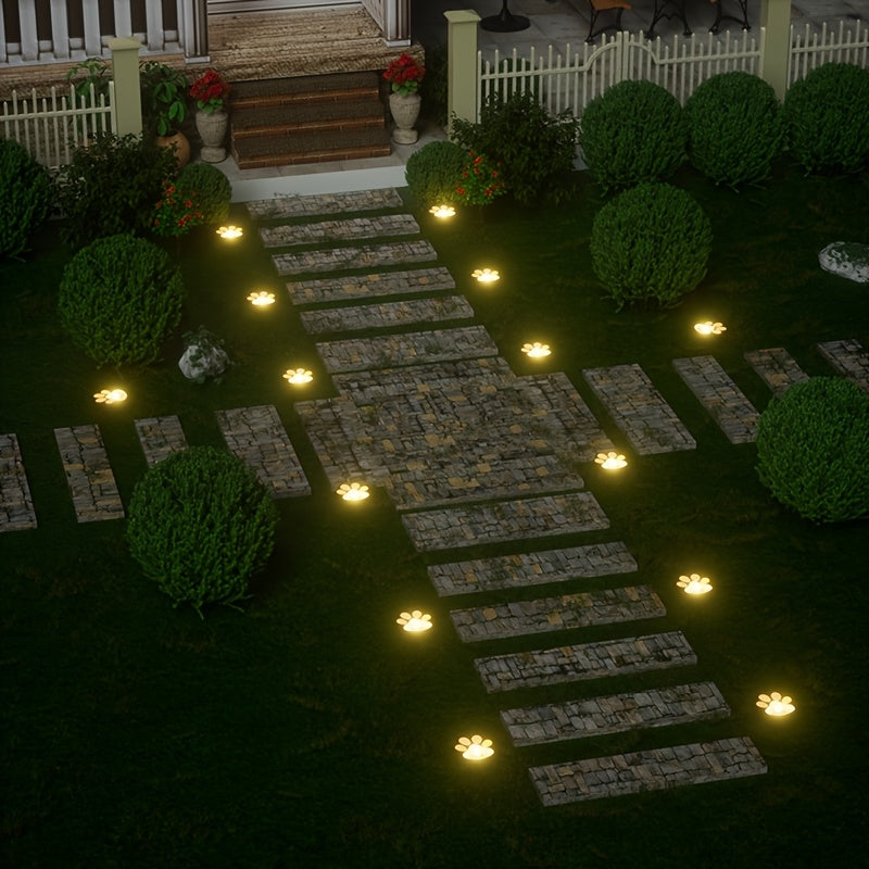 Juego de 4 Luces Solares LED en Forma de Garra para Perros - Luces Enterradas con Huella para Decoración de Patios y Caminos Exteriores